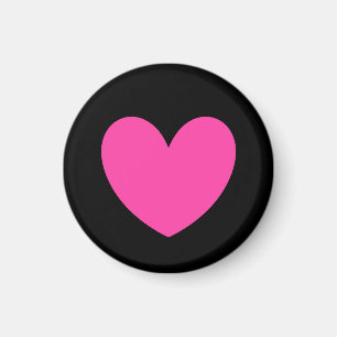 Aimant Coeurs de polka rose Fuchsia sur noir