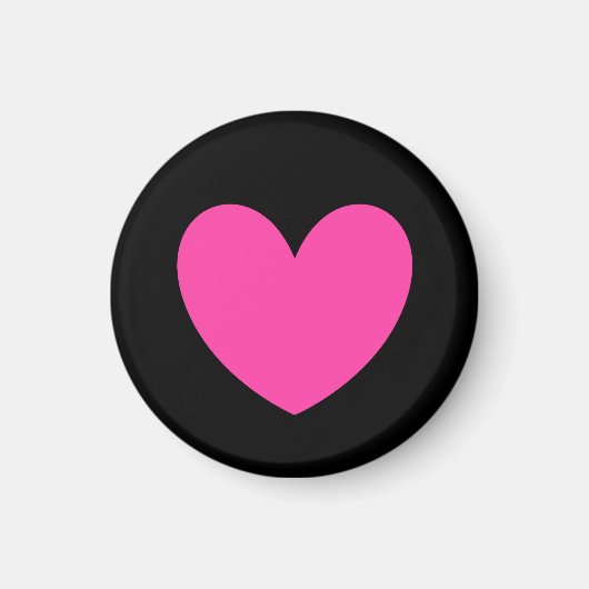 Aimant Coeurs de polka rose Fuchsia sur noir (Devant)