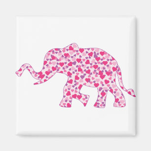 Aimant Coeurs d'éléphant rose et pourpre