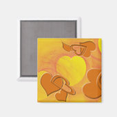 Aimant Coeurs d'Orange solide et Hollow sur Jaune (Recto/Verso)