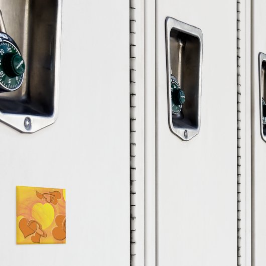 Aimant Coeurs d'Orange solide et Hollow sur Jaune (In situ (casier))