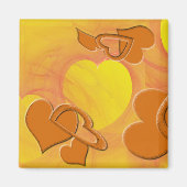 Aimant Coeurs d'Orange solide et Hollow sur Jaune (Devant)