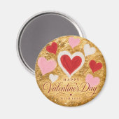 Aimant Cœurs Dorés Étincelle de la Saint-Valentin (Recto/Verso)