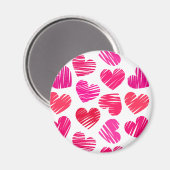 Aimant Coeurs dorés rouges et roses modernes Valentine (Recto/Verso)