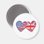 Aimant Coeurs du drapeau américain/Union Jack (Recto/Verso)