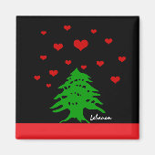 Aimant Coeurs du Liban & drapeau libanais mode / Amour (Devant)