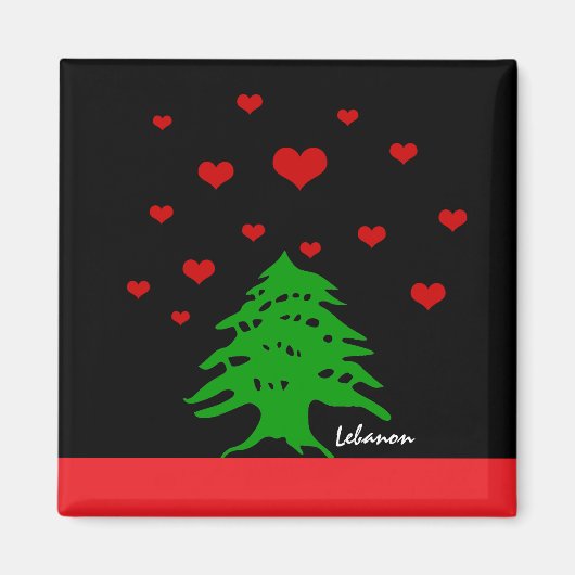Aimant Coeurs du Liban & drapeau libanais mode / Amour (Devant)