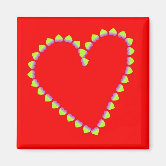 Aimant Coeurs en forme de coeur sur rouge (Devant)