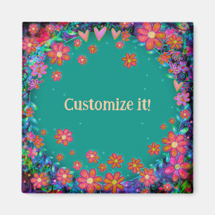 Aimant Coeurs et fleurs Customisés Whimsical Plutôt