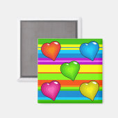 Aimant Coeurs et rayures multicolores (Recto/Verso)