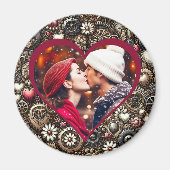 Aimant Coeurs, fleurs et engrenages Steampunk personnalis (Devant)