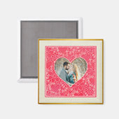 Aimant Coeurs floraux rouges et roses élégants Saint-Vale (Recto/Verso)