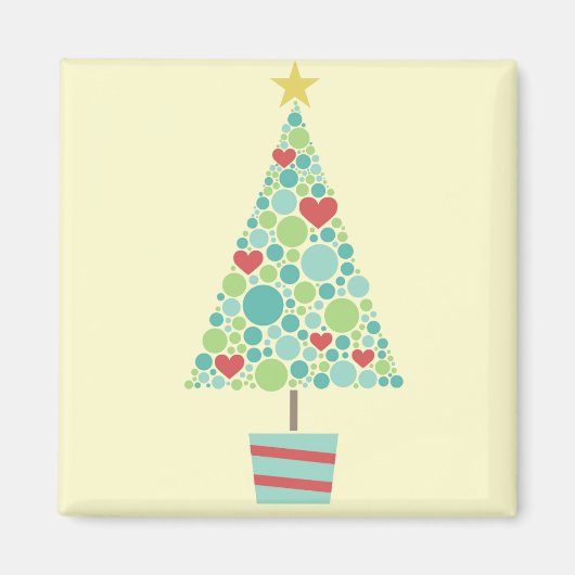 Aimant Coeurs mignons pastel moderne sapin de Noël (Devant)