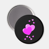 Aimant Coeurs Noir Et Rose (Recto/Verso)