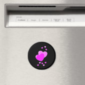 Aimant Coeurs Noir Et Rose (In Situ (Lave-vaisselle))