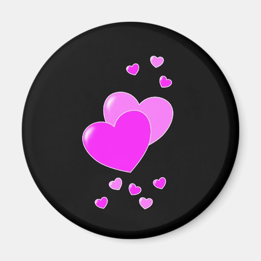 Aimant Coeurs Noir Et Rose (Devant)