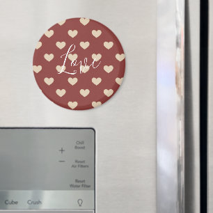 Aimant Cœurs Pailletés Crème Rouge Or Saint-Valentin