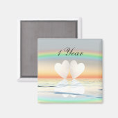 Aimant Coeurs papier du 1er anniversaire (Recto/Verso)