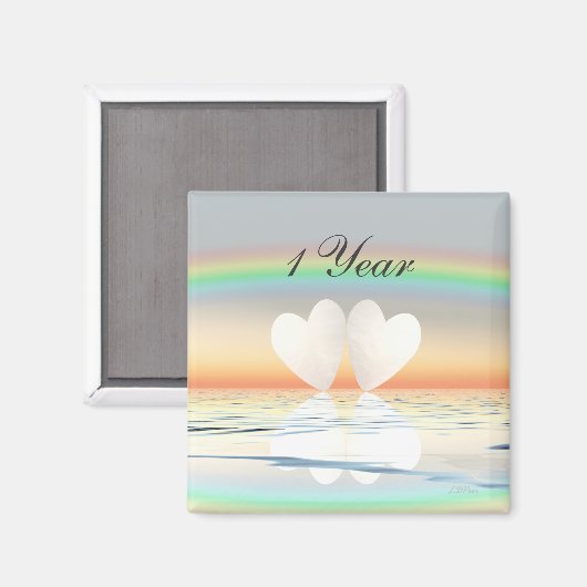 Aimant Coeurs papier du 1er anniversaire (Recto/Verso)