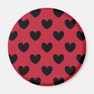 Aimant Cœurs pois noirs sur fond rouge