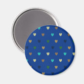 Aimant Cœurs polka aux tons de bleu paon (Recto/Verso)