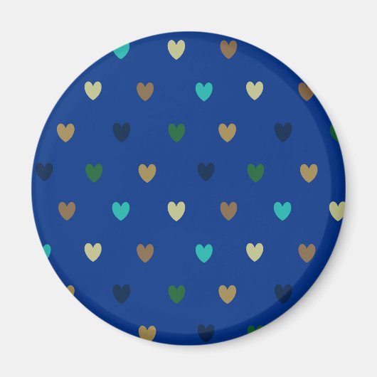 Aimant Cœurs polka aux tons de bleu paon (Devant)