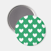 Aimant Coeurs polka blanc sur Kelly green (Recto/Verso)