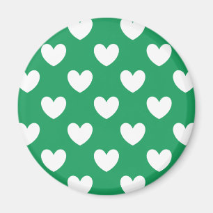Aimant Coeurs polka blanc sur Kelly green