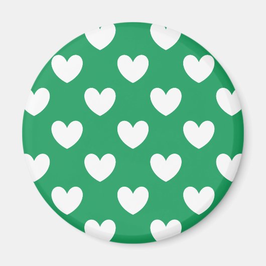 Aimant Coeurs polka blanc sur Kelly green (Devant)