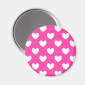 Aimant Coeurs polka blanc sur rose fuchsia (Recto/Verso)