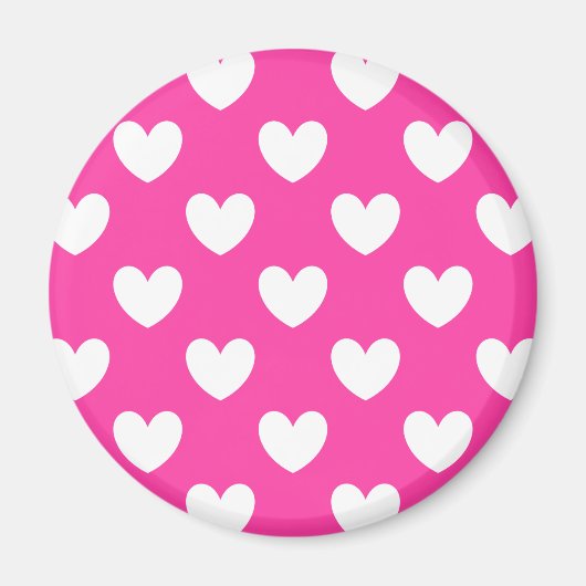 Aimant Coeurs polka blanc sur rose fuchsia (Devant)