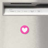 Aimant Coeurs polka blanc sur rose fuchsia (In Situ (Lave-vaisselle))