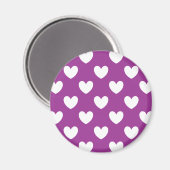 Aimant Coeurs polka blanc sur violet (Recto/Verso)