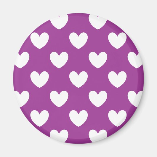 Aimant Coeurs polka blanc sur violet (Devant)