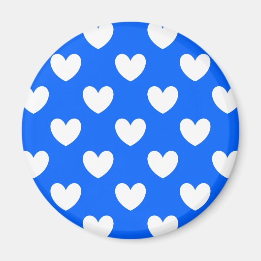 Aimant Coeurs polka blancs sur bleu (Devant)
