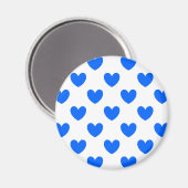 Aimant Coeurs polka bleu sur blanc (Recto/Verso)