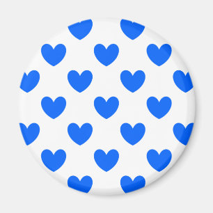 Aimant Coeurs polka bleu sur blanc