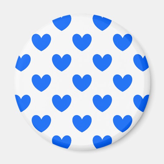 Aimant Coeurs polka bleu sur blanc (Devant)
