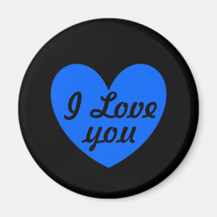 Aimant Coeurs polka bleu sur noir