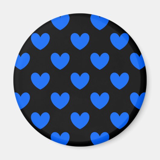 Aimant Coeurs polka bleu sur noir (Devant)