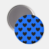 Aimant Coeurs polka noirs sur bleu (Recto/Verso)