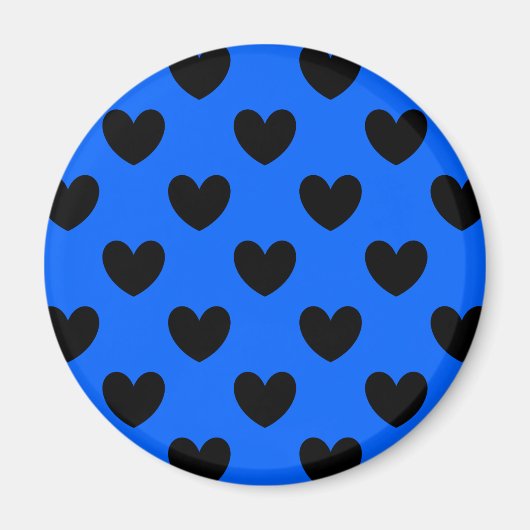 Aimant Coeurs polka noirs sur bleu (Devant)