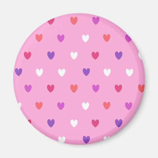 Aimant Coeurs polka rose (Devant)