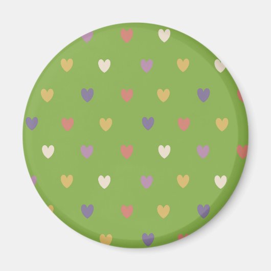 Aimant Coeurs Polka sur vert vert (Devant)
