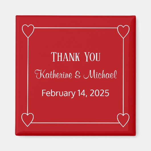 Aimant Coeurs romantiques Simple Saint Valentin Mariage r (Devant)
