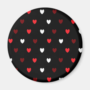 Aimant Coeurs rouge et blanc sur noir