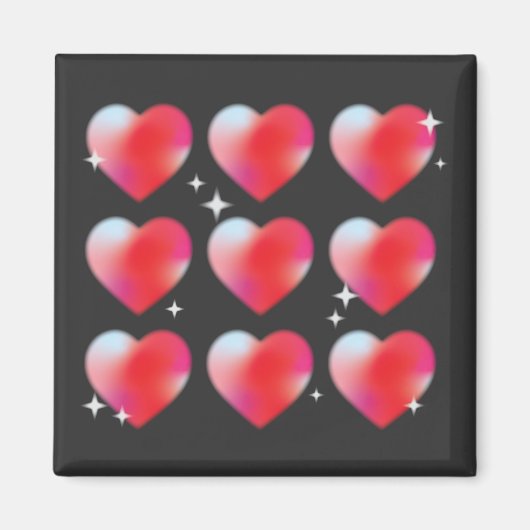 Aimant Coeurs rouges amour romantique, Saint Valentin (Devant)