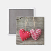 Aimant Coeurs rouges en bois Tableau 2 (Recto/Verso)