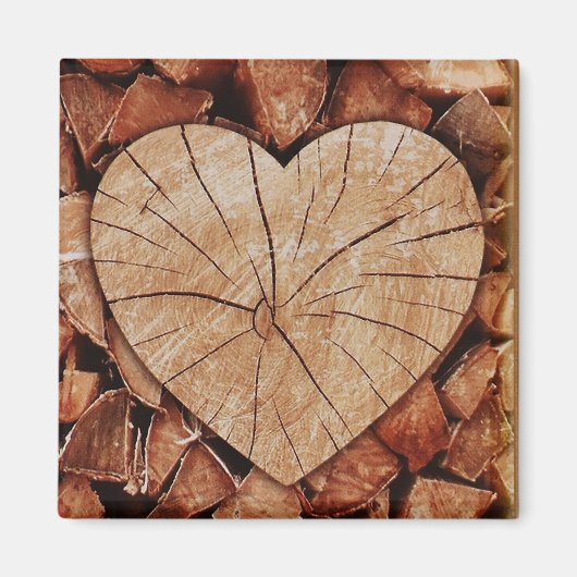 Aimant Coeurs rustiques en bois (Devant)