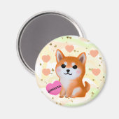 Aimant Coeurs Shiba Inu mignons | Pour Amoureux des chien (Recto/Verso)